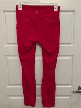 Lululemon Cropped Berry Leggings with Mesh Detailing